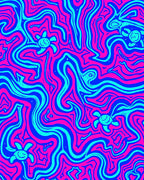 Pink Blue Wavy Turtle Pattern Rug