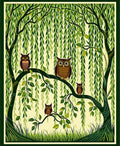 Whimsical Owl Family Forest Scene Rug