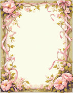 Floral Pink Ribbon Vine Design Rug