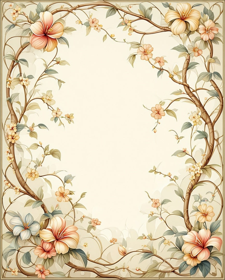 Elegant Floral Vine Botanical Pattern Rug