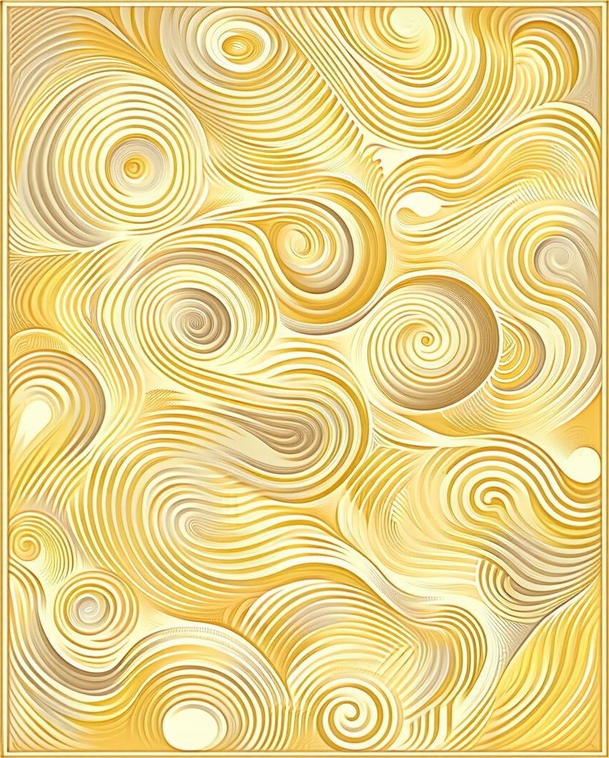 Golden Swirl Fluidic Abstract Design Rug