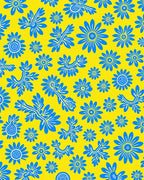 Bright Blue Floral Pattern Design Rug