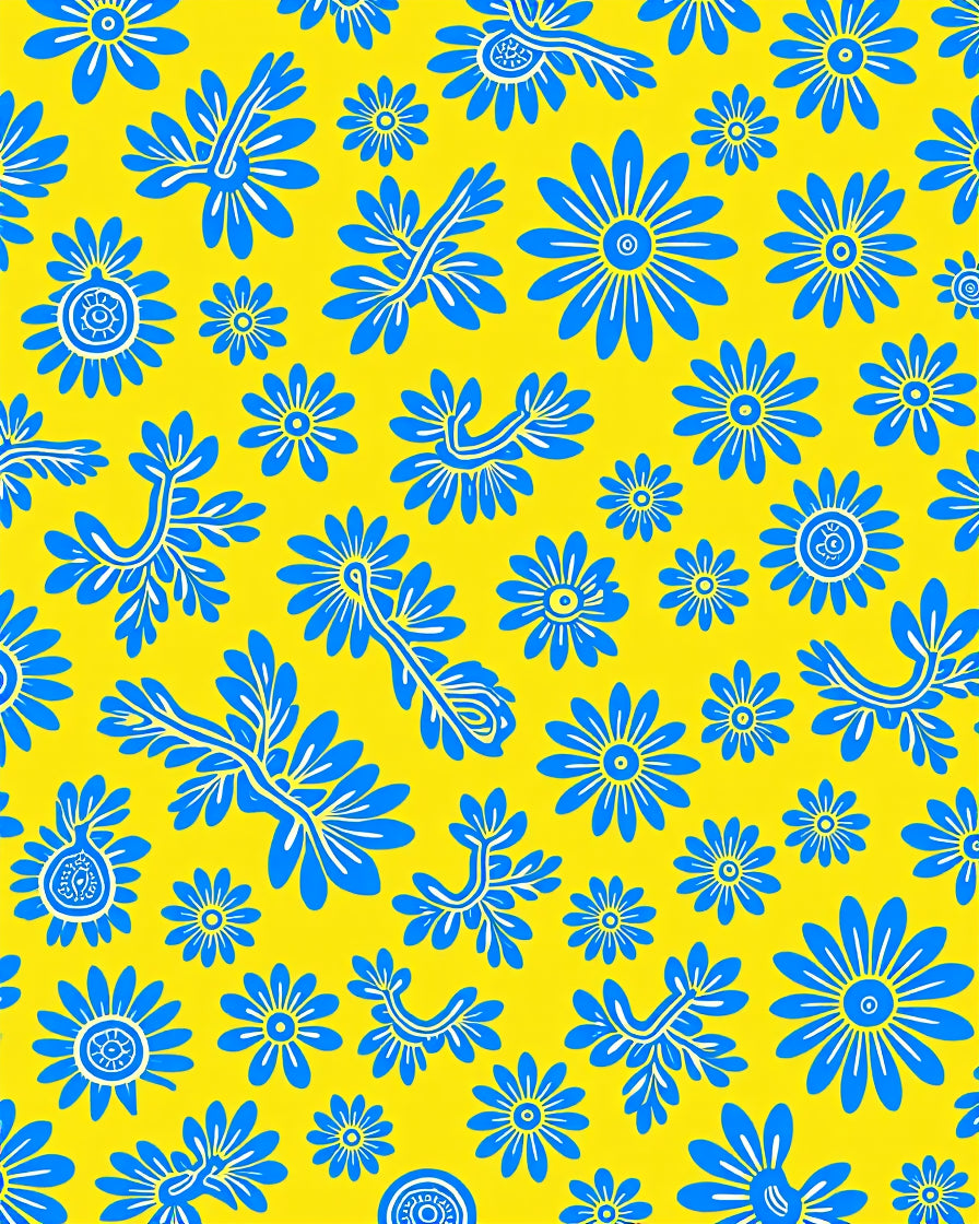 Bright Blue Floral Pattern Design Rug