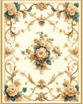 Elegant Floral Scrollwork Blossom Design Rug