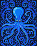 Deep Blue Octopus Swirl Pattern Rug