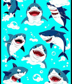 Playful Shark Pattern With Bubbles Rug