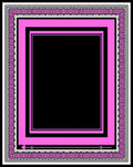 Pink Geometric Bordered Black Rug