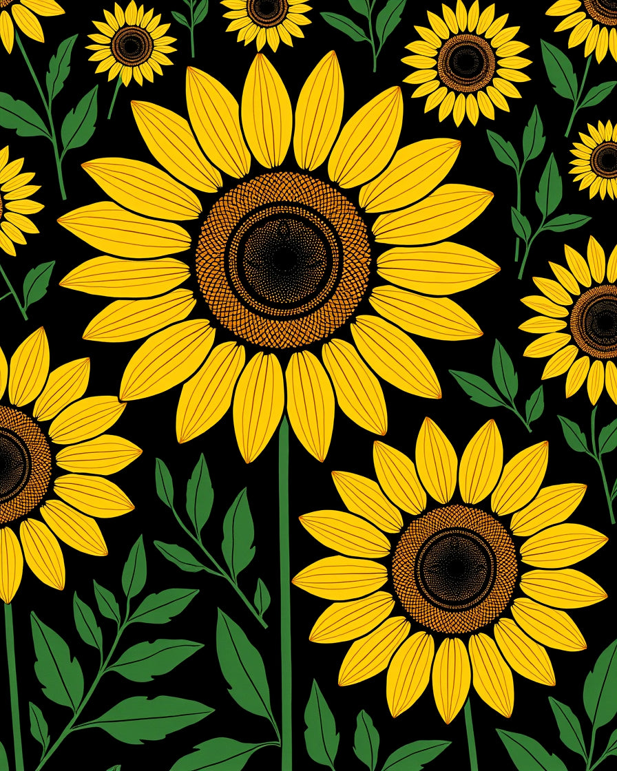 Bold Sunflower Pattern Print Rug