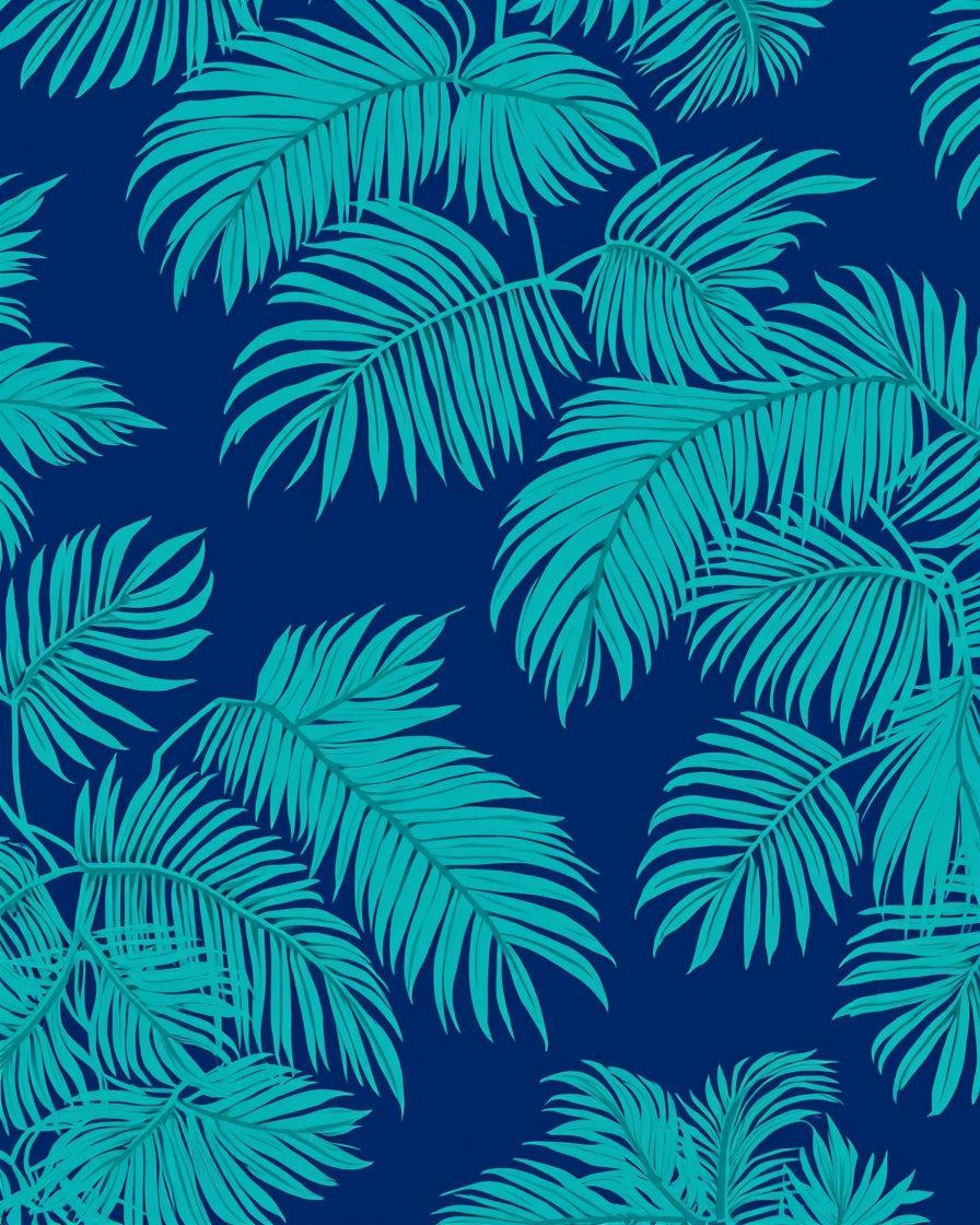 Tropical Teal Leaf Pattern Rug