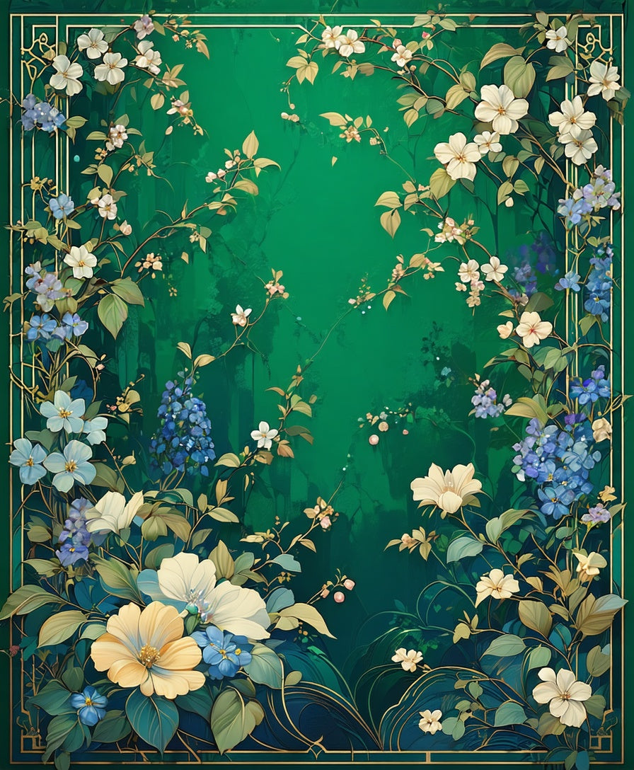 Enchanted Emerald Floral Vines Rug