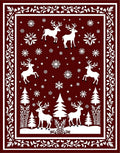 Christmas Deer Snowflake Forest Scene Rug