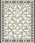 Golden Floral Vines with Black Border Rug