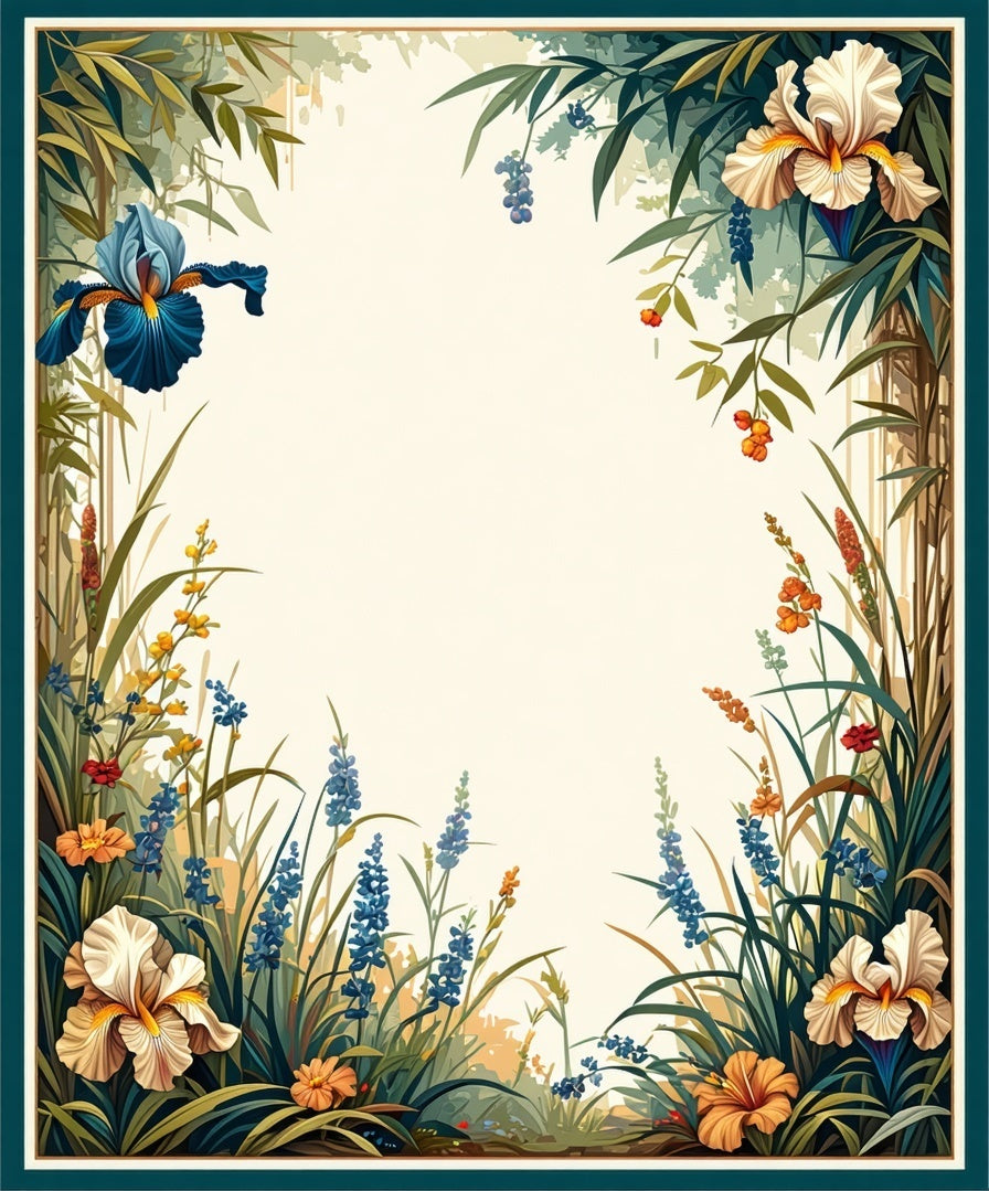 Floral Garden Border Design Rug