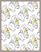 Abstract Floral Design with Yellow Accents Rug