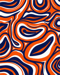 Bold Orange Navy Swirling Lines Rug