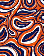 Bold Orange Navy Swirling Lines Rug