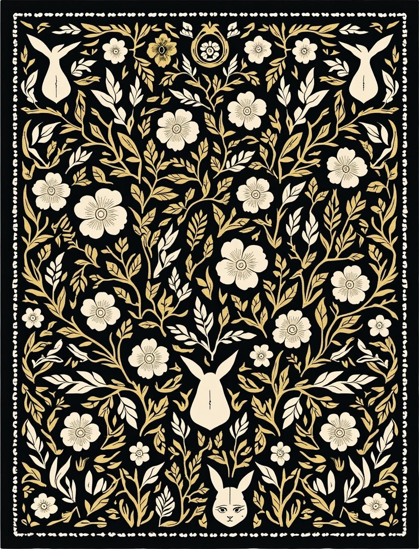 Whimsical Bunny Floral Grove Rug