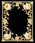 Ornate Golden Floral Scrollwork Rug