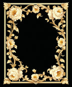 Ornate Golden Floral Scrollwork Rug