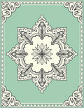 Mint Green Floral Medallion Mandala Rug