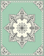 Mint Green Floral Medallion Mandala Rug