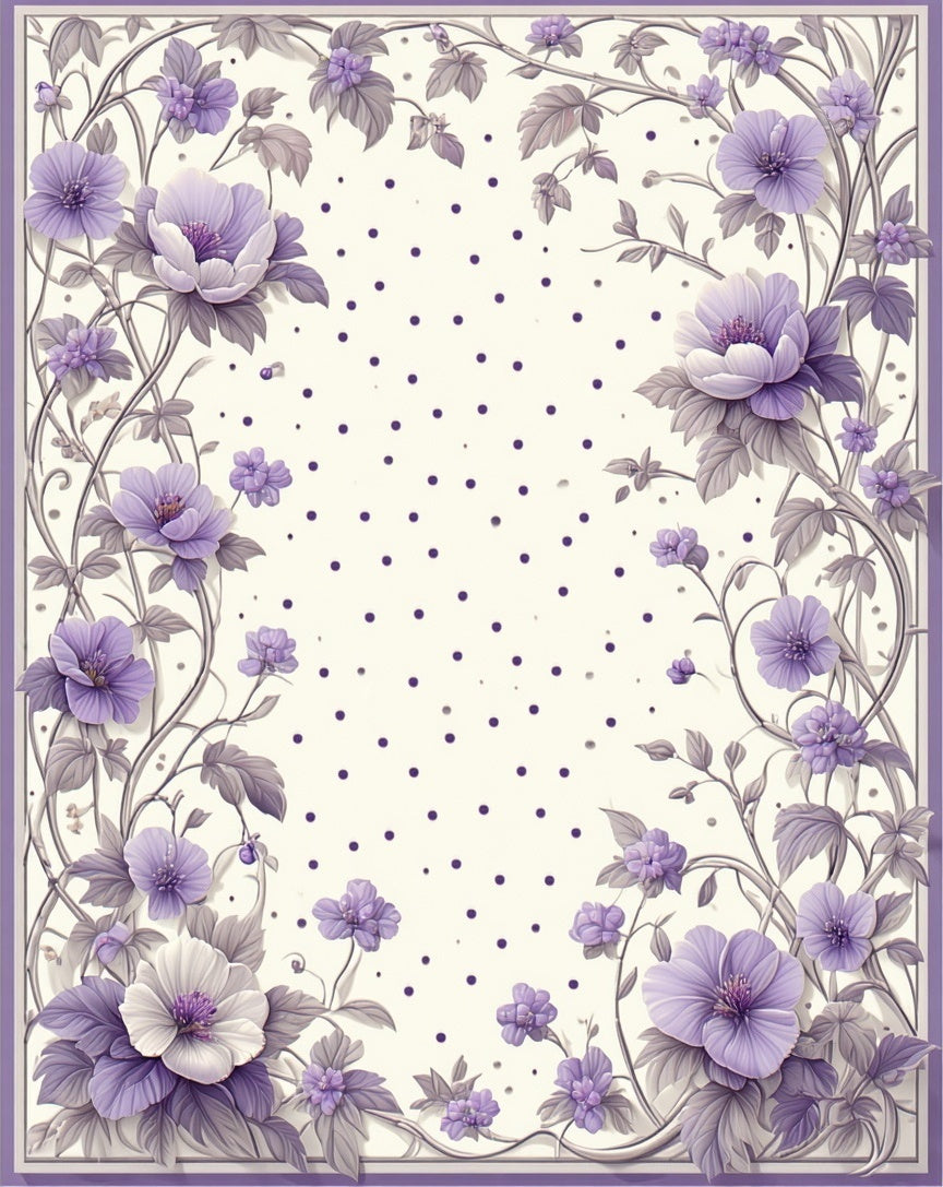 Elegant Lavender Floral Polka Dot Design Rug