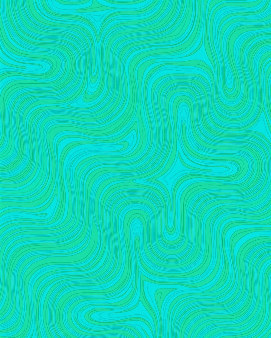 Teal Swirl Abstract Topographic Design Rug