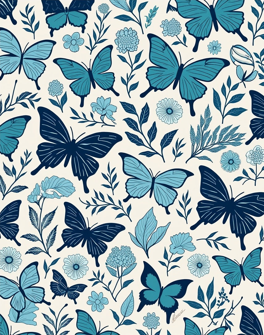 Beautiful Butterfly and Floral Pattern Rug