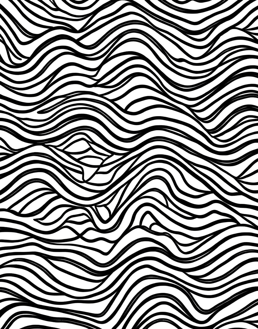Abstract Black White Wavy Lines Pattern Rug