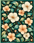 Elegant Floral Vine Cream Peach Rug