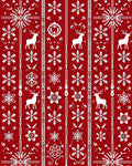 Red White Deer Snowflake Border Jacquard Rug