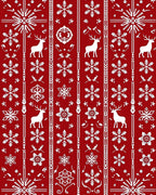 Red White Deer Snowflake Border Jacquard Rug