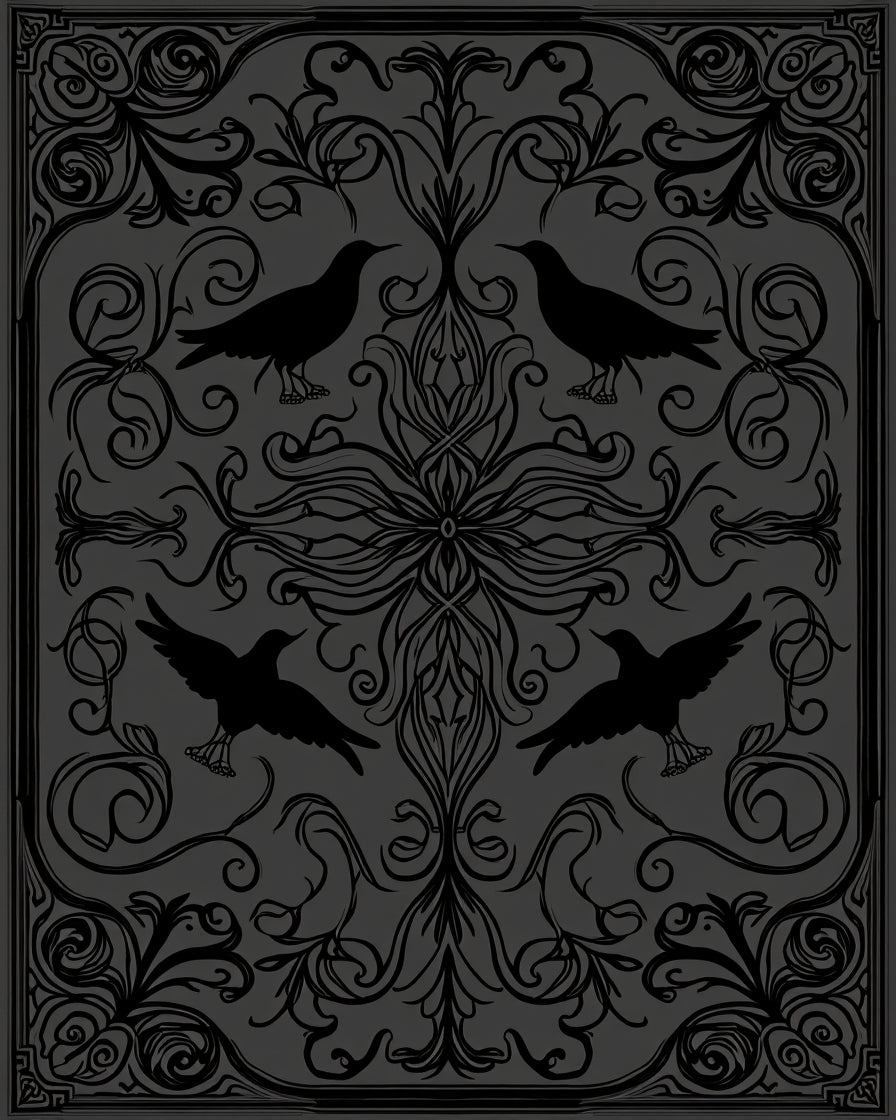 Dark Raven Decorative Floral Rug