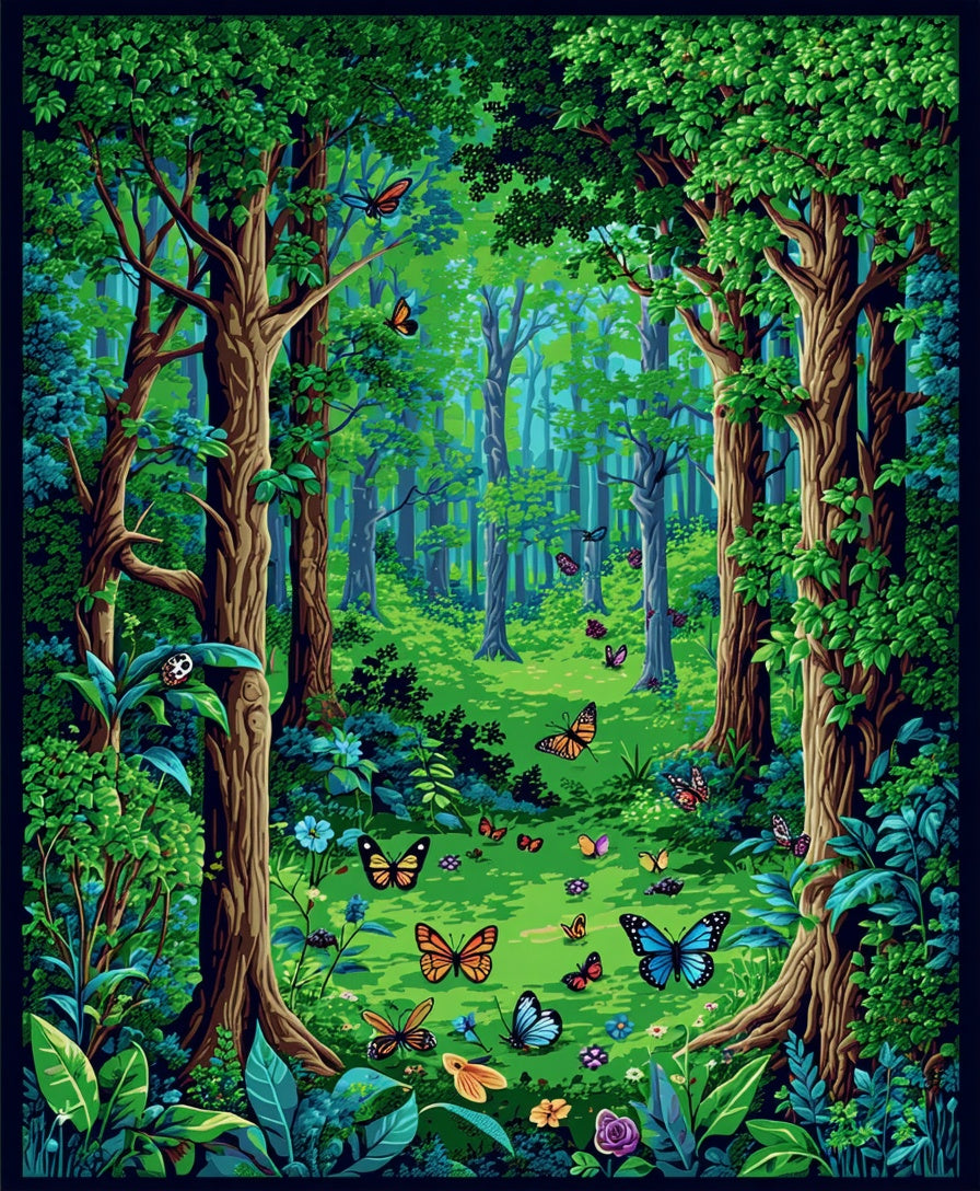 Enchanted Forest Butterfly Meadow Rug
