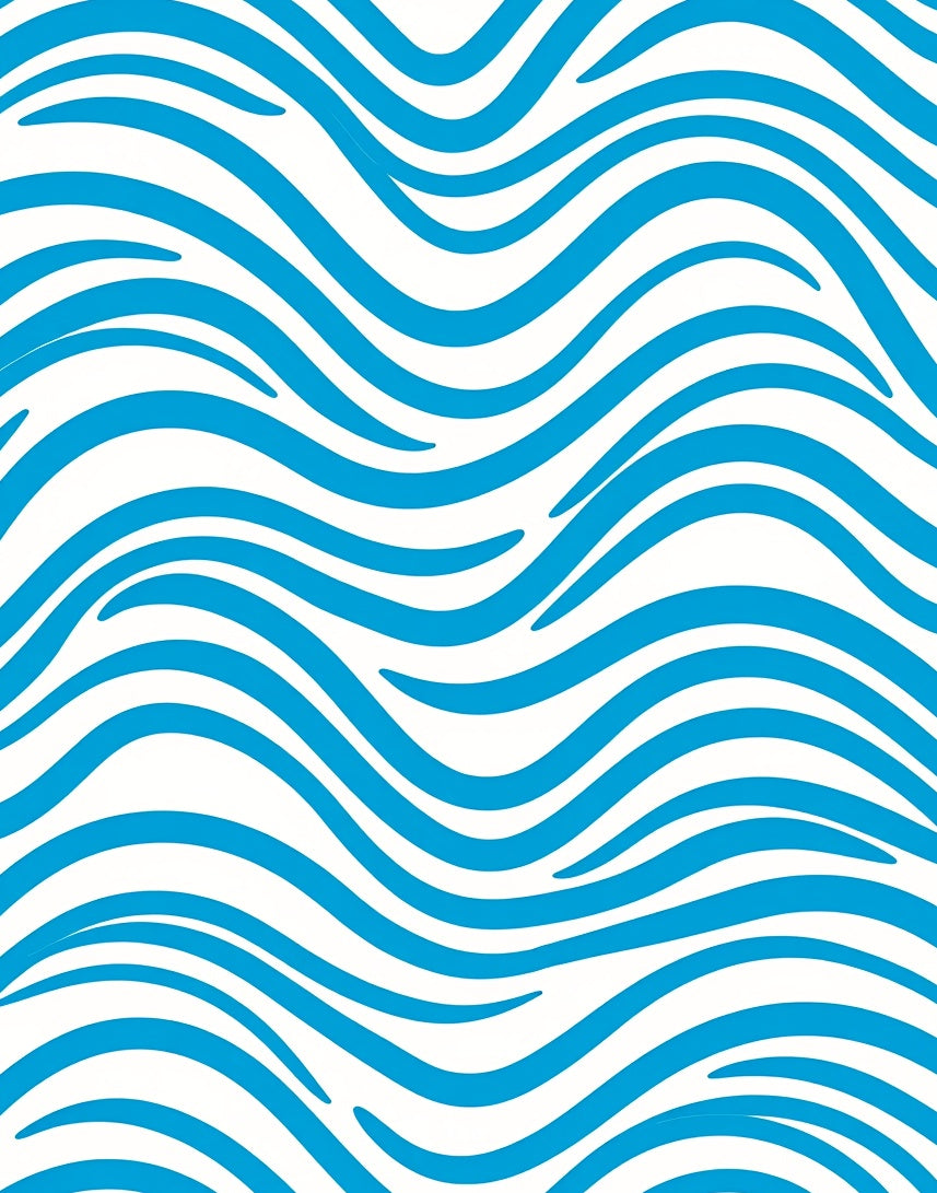 Vibrant Blue And White Wavy Lines Rug