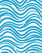 Vibrant Blue And White Wavy Lines Rug