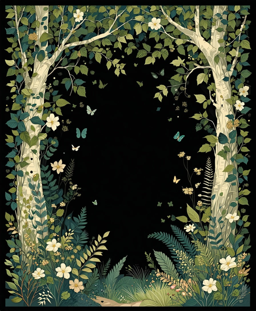 Enchanted Forest Butterfly Botanical Rug
