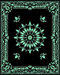 Mint Green Floral Mandala Border Rug