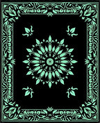 Mint Green Floral Mandala Border Rug