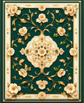 Elegant Floral Swirl Emerald Pattern Rug