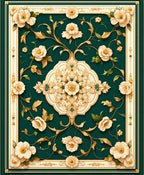 Elegant Floral Swirl Emerald Pattern Rug