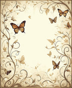 Vintage Floral Butterfly Scrollwork Design Rug