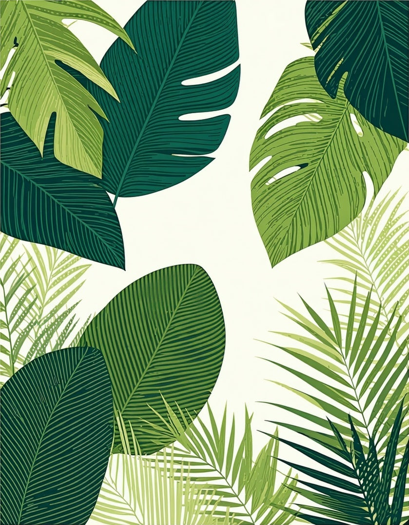 Vibrant Tropical Leaf Pattern Rug