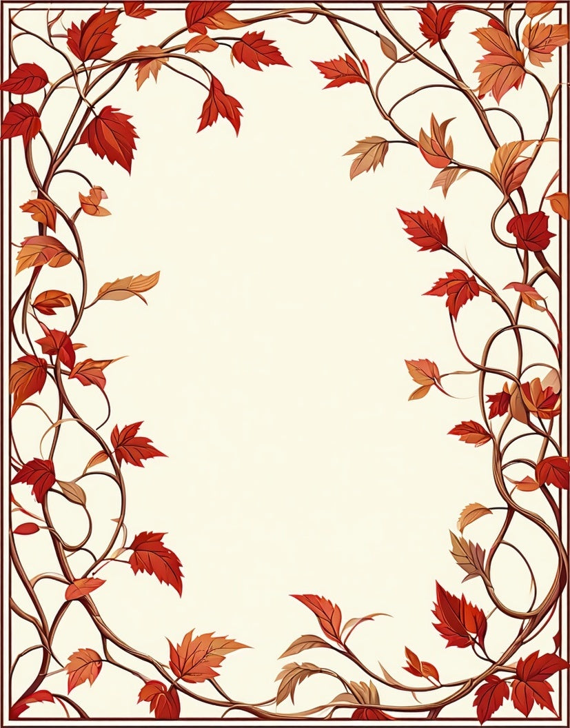 Autumn Leaves Vine Border Frame Rug