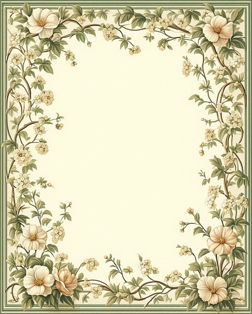 Vintage Floral Vine Border Design Rug