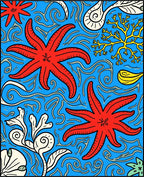 Ocean Starfish Coral Waves Design Rug