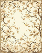 Ornate Floral Vine Scroll Design Rug