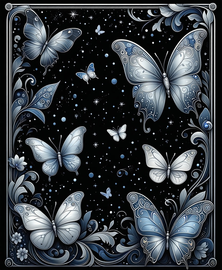 Enchanting Butterfly Night Sky Design Rug