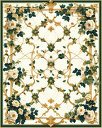 Ornate Floral Vine Gold Pattern Rug