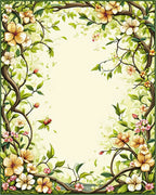 Whimsical Floral Vines and Leaves Rug